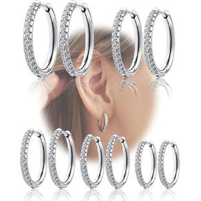 5Pairs Gold Plated Hoop Earrings Set for Women/Hypoallergenic 316L Cubic Zirconia Hoop Earrings Set/for Girls Cartilage Surgical Steel Hoop Earrings/Trendy Dainty Gifts 13/15/17/21/23mm