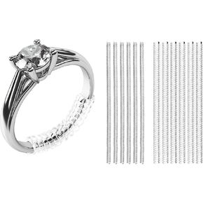 Meowoo Ring Sizers for Loose Rings, 12 pcs Coil Ring Size Adjuster, 2 Sizes for 2-5mm Band Widths, Ring Guards for Loose Rings with Polishing Cloth, Clear