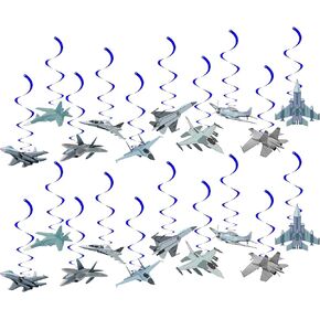 Air Force Hanging Swirls Party Decorations Top Airforce Gun Airplane Pilot Birthday Party Supplies Aircraft Fighter Jet Party Decor Whirls Ceiling Swirls Streamers Aviation Plane Theme Party Backdrop
