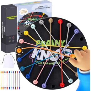 Brainy Knots Rope Untangling Game, Twisted Rope Puzzle Game, Brain Knots Game Exercise Strategy Thinking, Fun Family Game with Multiple Difficulty Levels