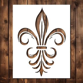 Fleur de Lis Stencil Template - Reusable Contemporary Elegant Decorative Fleur de Lis Stencils for Painting on Wood, Glass, Wall, Rock, Walls, Canvas, Glassware, Spray Painting, Airbrushing (8.5 x 11)