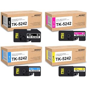TK5242 TK-5242 Toner Cartridge Set (4Pack, 1BK/1C/1M/1Y) - EAXIU TK-5242K TK-5242C TK-5242M TK-5242Y Toner Replacement for Kyocera ECOSYS P5026cdn P5026cdw M5526cdn M5526cdw Printer