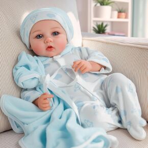 JIZHI Lifelike Reborn Baby Dolls - 12 inch Full Vinyl Body Anatomically Correct Realistic Newborn Baby Doll Boy Real Life Baby Dolls with Accessories for 3+ Year Old Gifts