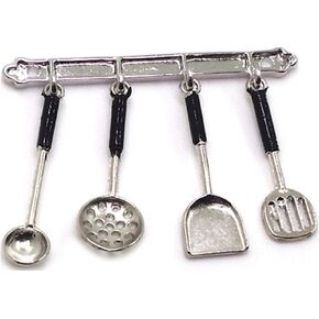 1Set Silver 1/12 Miniature Kitchen Utensils Dollhouse Decoration Accessories, Miniature Dollhouse Accessories Kitchen Set (2x1.6 inch)