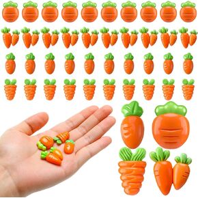 Leitee 60 Pcs Easter Charms Easter Carrot Craft Kit Resin Bunny Decor for Easter Resin Flatback Craft Embellishment Decoration Accessories for Eatser DIY Craft Making