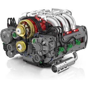 NUTCRACKER Flat Engine Building Set, V8 Model Engine Kit, Mini Engine Scale Model with Motor That Works, DIY STEM Project Building Toy, Creative Birthday Gift for Adult Boys Kids 14+ (2375 Pieces)