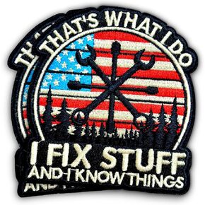 (2Pcs-3IN) I Fix Stuffs and I Know Things Embroidered Patch, Electrician Mechanic Gifts, Blue Collar Plumber Decorations, Handyman Fixologist Linemen Embroidered Iron-on Patch