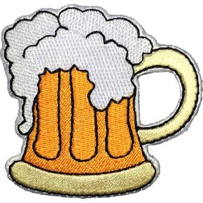 Beer Glass Sew Iron on Embroidered Applique Badge Sign Patch (Iron-Glass-Beer-OR)