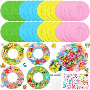 32 Sets Spring Wreath Kits DIY Bee Wreath Kits Summer Felt Bee Hanging Wreath Ornaments with Sunflower Honey Flower Gnome Hive Stickers Crafts for Party Favor