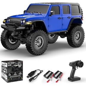 RCS24 Off Road 1/24 RC Truck 4x4 Off Road Crawler Climbing Vehicle All Terrain RC Monster Truck Remote Control Car with Bright Headlight 2 Batteries Waterproof Hobby Toys RTR (Blue) in Kuwait