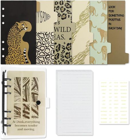 KOQYE 6 RING BINDER A5 ، غطاء دفتر أوراق A5 الشفافة A5 BINDER ، رابط دفتر دفتر مجلة شخصي قابل لإعادة التعبئة مع 45 ورقة من الورق والفواصل الواضحة ، غطاء شخصي ، حلقة 30 مم in Kuwait
