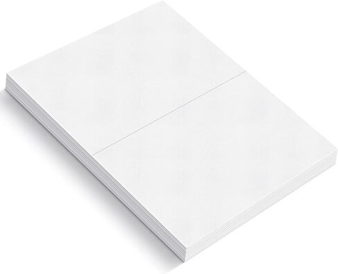 50-Sheet Pack Of 110lb White Cardstock Thick Perforated Paper, 8.5x11 With 2 Per Page - 5.5x8.5 - Blank Heavy Weight Cover Card Stock - 50 Sheets With 100 Cards (2up - 5.5x8.5) in Kuwait