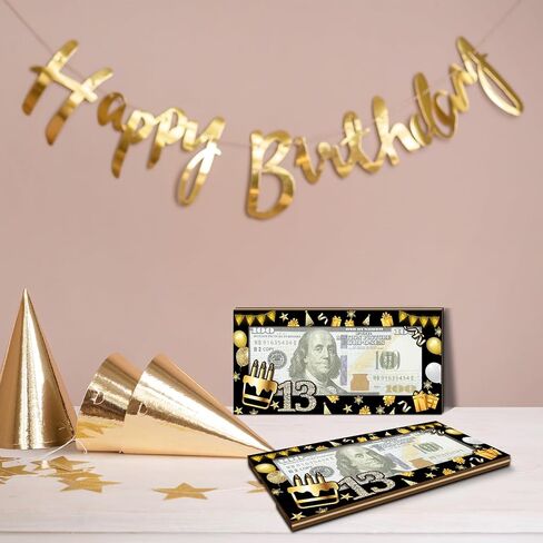 1PCS Birthday Money Holder for Cash Gift, Happy Birthday Black Gold Wooden Money Holder for Cash, Birthday Cash Card Box Envelope, Black Gold Birthday Party Decorations for Boys in Saudi Arabia