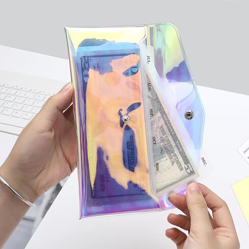 NatSumeBasics Cash Envelope Wallet Rainbow Stuffing Wallet 6 Money Divider Pockets with Tab Stickers for Bill Receipt Cash Money Organizer Holder System (Rainbow) in Kuwait