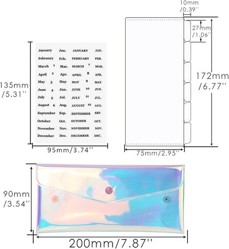 NatSumeBasics Cash Envelope Wallet Rainbow Stuffing Wallet 6 Money Divider Pockets with Tab Stickers for Bill Receipt Cash Money Organizer Holder System (Rainbow) in Kuwait