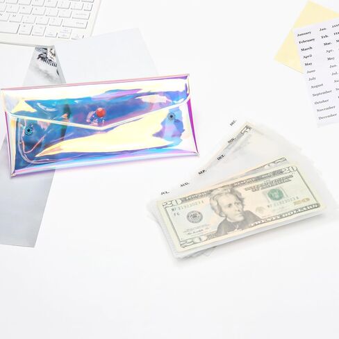 NatSumeBasics Cash Envelope Wallet Rainbow Stuffing Wallet 6 Money Divider Pockets with Tab Stickers for Bill Receipt Cash Money Organizer Holder System (Rainbow) in Kuwait