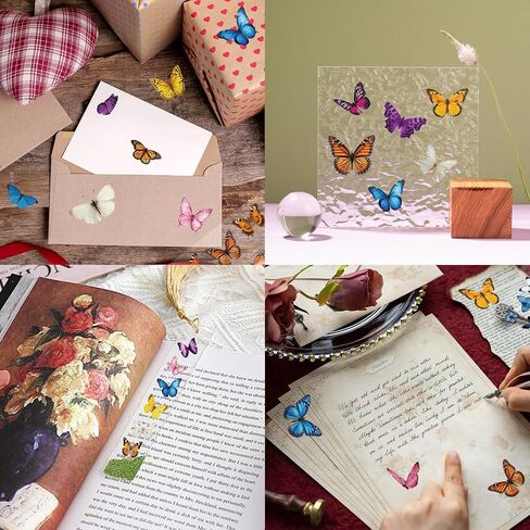 600Pcs Butterfly Stickers,Self-Adhesive PVC Vintage Butterfly Stickers for Scrapbook, Laptop, Journal, DIY Project, Window, Envelope Spring Themed Party Decors in Saudi Arabia