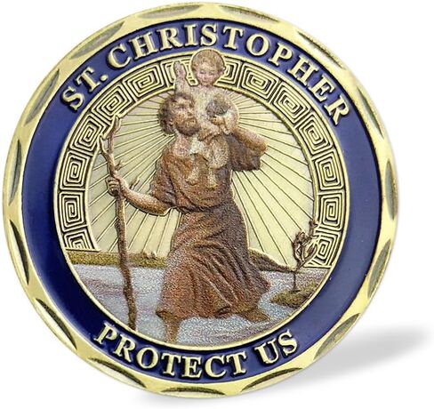 St Christopher Challenge Coin Protect Us Patron Saint of Travelers Prayer Safety St Christopher Car Medal Commemorative Gift in Saudi Arabia