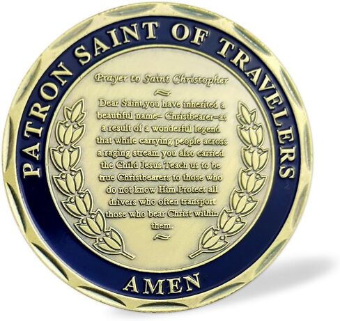 St Christopher Challenge Coin Protect Us Patron Saint of Travelers Prayer Safety St Christopher Car Medal Commemorative Gift in Saudi Arabia