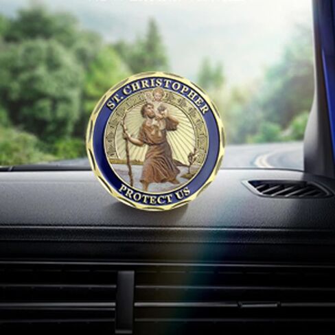 St Christopher Challenge Coin Protect Us Patron Saint of Travelers Prayer Safety St Christopher Car Medal Commemorative Gift in Saudi Arabia