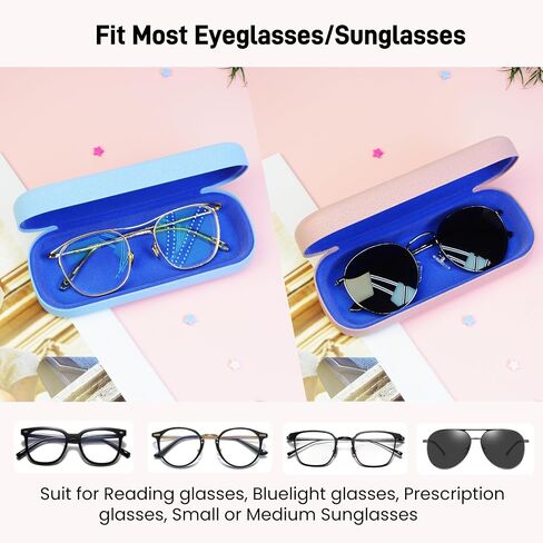Eyeglass Case 2PCS,Glasses Case Hard Shell,Hard Eyeglass case for Women with Houndstooth Fabric,Reading Glasses Case,Hard Sunglasses Case Women Ladies Girls Travel Study Work in Saudi Arabia