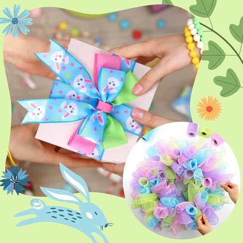 10 Pcs Halloween Ribbon 4 Rolls Mesh Ribbon and 6 Rolls Ghost Pumpkin Burlap Wired Edge Wreath Metallic Wreath Wrapping Crafts for Halloween Home Party Decorative DIY Craft in Kuwait