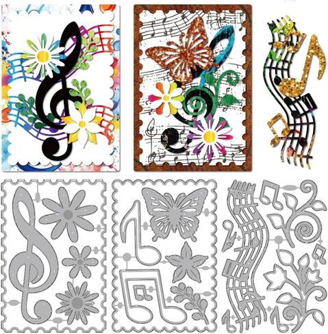 MAYJOYDIY Music Notes Die Cuts for Card Making Flower Butterfly Metal Cutting Dies Floral Vines Embossing Cutting Stencil for Scrapbooking Craft Paper Birthday Card Gift Decoration in Saudi Arabia