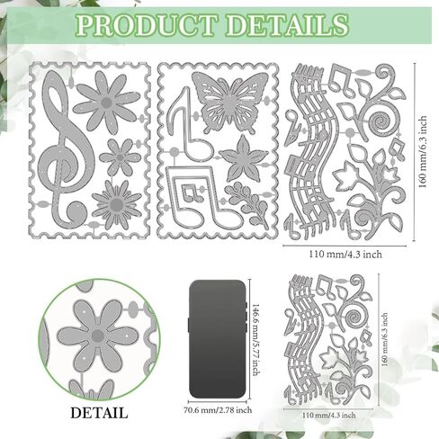 MAYJOYDIY Music Notes Die Cuts for Card Making Flower Butterfly Metal Cutting Dies Floral Vines Embossing Cutting Stencil for Scrapbooking Craft Paper Birthday Card Gift Decoration in Saudi Arabia
