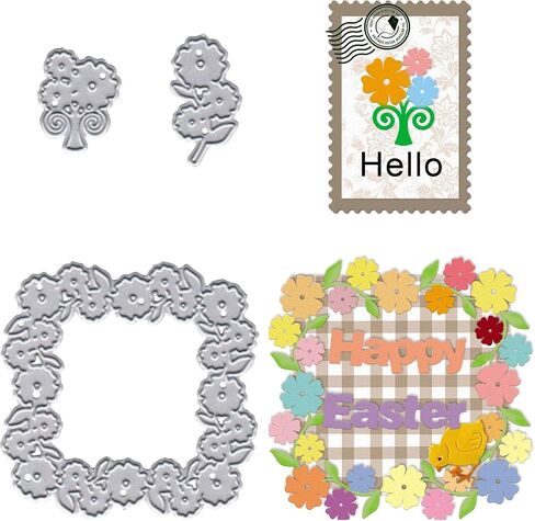 ABTOLS 12 PCS Metal Flower Lace Frame Cutting Dies, Flower Edge Border Die Cuts Embossing Stencils Lace Card Border Template Mould for Card Scrapbooking and DIY Craft Album Paper Card Decor in Kuwait