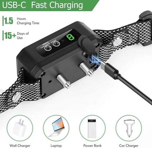 Bark Collar for Dogs - Edixeno USB-C Rechargeable Braking Training Collar with 5 Levels Adjustable Sensitivity Harmless Vibration Collar for Small Medium and Large Dogs (Black) in Saudi Arabia