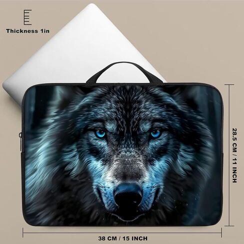 Laptop Sleeve Case 13-14 Inch, Shockproof Protective Cover, Durable Water-Resistant Bag Compatible for MacBook, HP, Lenovo, Dell, ASUS, Green Dragon Design in Saudi Arabia