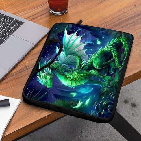 Laptop Sleeve Case 13-14 Inch, Shockproof Protective Cover, Durable Water-Resistant Bag Compatible for MacBook, HP, Lenovo, Dell, ASUS, Green Dragon Design in Saudi Arabia