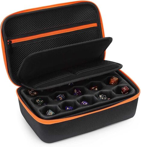 MOSISO Dice Case Compatible with DND Set, Role Playing Dices Organizer Case Compatible with D&D Dungeons and Dragons TTRPG Table Games, Storage Bag with Double Removable Slotted Tray & Handle, Black in Saudi Arabia