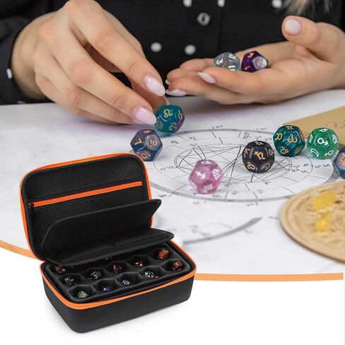 MOSISO Dice Case Compatible with DND Set, Role Playing Dices Organizer Case Compatible with D&D Dungeons and Dragons TTRPG Table Games, Storage Bag with Double Removable Slotted Tray & Handle, Black in Saudi Arabia