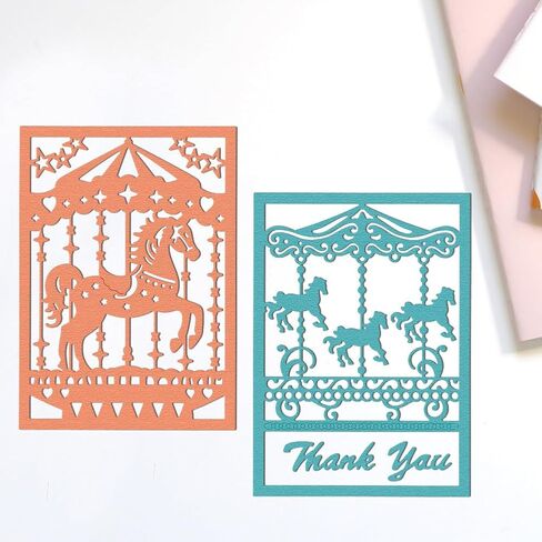 Carousel Frame Die Cuts for Card Making, Carbon Steel Cutting Dies Stencils Scrapbooking Merry-Go-Round Frame Embossing Template Dies for Birthday Party Greeting Paper Card Photo Album in Kuwait