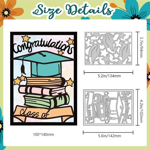 2025 Graduation Season Frame Cutting Dies, Carbon Steel 3D Die Cuts Stencils Frame Embossing Scrapbooking Template for Greeting Card Making Party Ceremony Invitation Photo Album Decor in Saudi Arabia