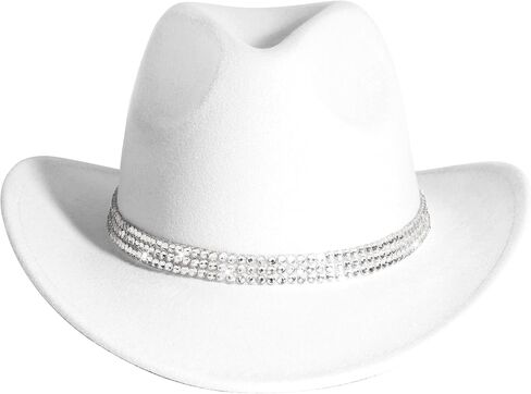 Lisianthus Shiny Rhinestone Cowgirl Hat Glitter Western Party Fedora Cowboy Hat in Saudi Arabia