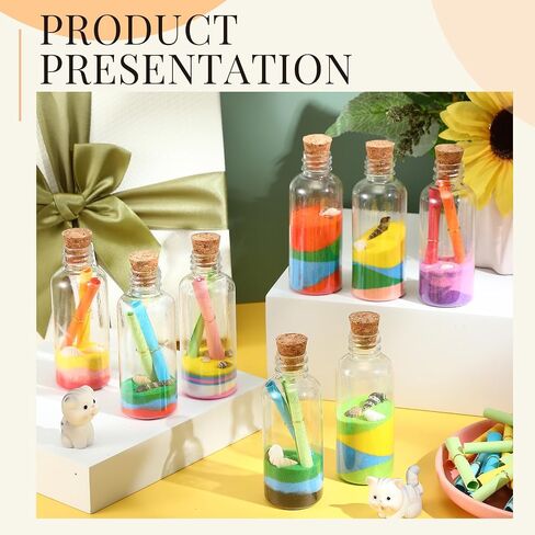 Libima 45 PCS DIY Sand Art and Craft Kit تشمل زجاجات فنية من البلاستيك مع Cork Stopper Colorful Sands Papers Seashells Punnels DIY Art Crafts حفل زفاف in Saudi Arabia