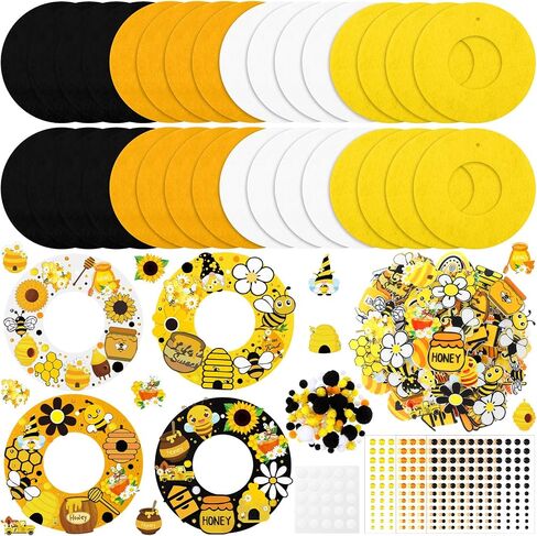 32 مجموعة من مجموعات إكليل الزهور الزنبركية DIY BEE WEETH KITS الصيف شعرت نحلة معلقة الزخارف الزخارف مع عباد الشمس عسل زهرة GNOM in Kuwait