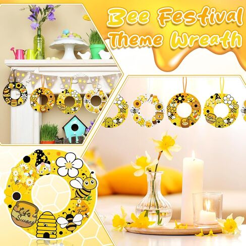 32 مجموعة من مجموعات إكليل الزهور الزنبركية DIY BEE WEETH KITS الصيف شعرت نحلة معلقة الزخارف الزخارف مع عباد الشمس عسل زهرة GNOM in Kuwait