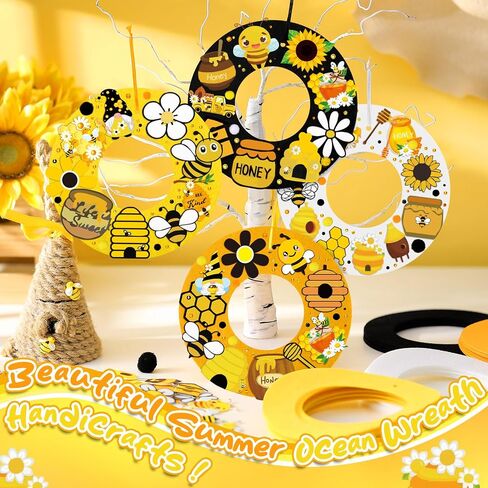 32 مجموعة من مجموعات إكليل الزهور الزنبركية DIY BEE WEETH KITS الصيف شعرت نحلة معلقة الزخارف الزخارف مع عباد الشمس عسل زهرة GNOM in Kuwait