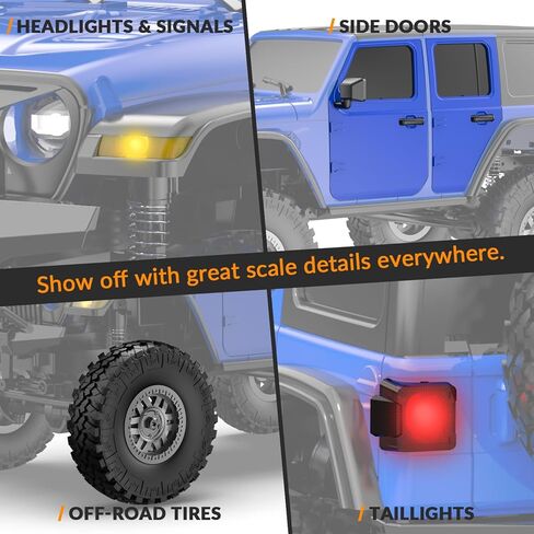 RCS24 Off Road 1/24 RC Truck 4x4 Off Road Crawler Climbing Vehicle All Terrain RC Monster Truck Remote Control Car with Bright Headlight 2 Batteries Waterproof Hobby Toys RTR (Blue) in Kuwait
