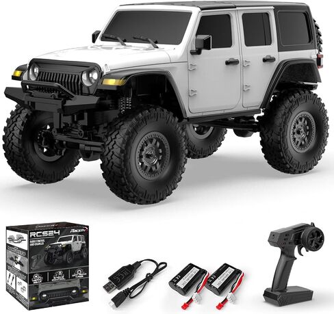 RCS24 Off Road 1/24 RC Truck 4x4 Off Road Crawler Climbing Vehicle All Terrain RC Monster Truck Remote Control Car with Bright Headlight 2 Batteries Waterproof Hobby Toys RTR (Blue) in Saudi Arabia