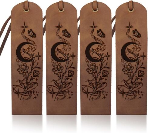 MAYJOYDIY 4Pcs Tree of Life Leather Bookmark 2×7inch Forever Growing Classic Brown Bookmark Vintage Page Markers with Leather Rope for Men Women Book Lovers Writers and Friends Gifts in Saudi Arabia