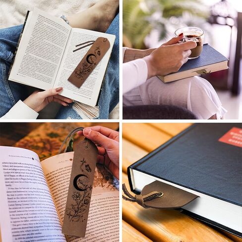 MAYJOYDIY 4Pcs Tree of Life Leather Bookmark 2×7inch Forever Growing Classic Brown Bookmark Vintage Page Markers with Leather Rope for Men Women Book Lovers Writers and Friends Gifts in Saudi Arabia
