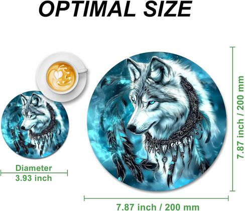 Dreamcather Wolf Design Failbative Fault Round Mouse Pad Posthetic for Desk Accessory ، Decore Mousepad Fun Decor in Kuwait