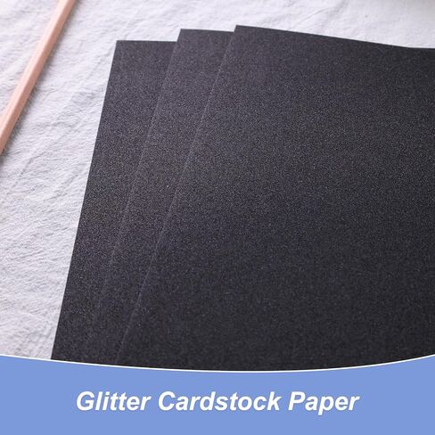 BigOtters 27 Sheets Black Glitter Cardstock Paper 8.5" x 11", Sparkly Cardstock for DIY Art Project Scrapbook Party Decoration School Supplies Bulk, 92lb/250gsm in Saudi Arabia