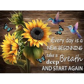 Sunflower Diamond Painting Kits for Adults-5D Inspirational Diamond Art for Beginners, DIY Diamond Painting Art Crafts, for Decorating Home Walls and Gifts 12X16Inch