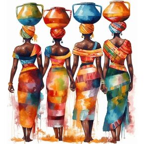 Diamond Art Painting African American Black Woman Dress Abstract (4) Kit for Adults Diamond Art Painting by Number Kits Gem Art Wall Home Decor(Canvas 11.8 x15.8inch)