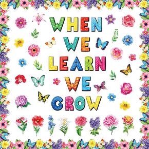 71 Pieces Spring Bulletin Board - Watercolor Floral Butterfly Botanical Cutouts Spring Bulletin Board Decorations Floral Bulletin Board Decorations for Classroom Bulletin Boards Home Decoration